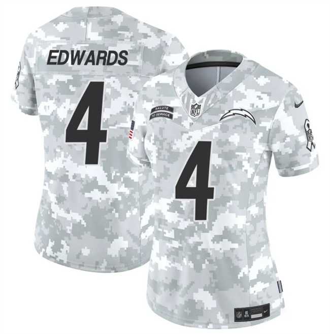 Womens Los Angeles Chargers #4 Gus Edwards 2024 F.U.S.E Arctic Camo Salute To Service Limited Stitched Jersey Dzhi